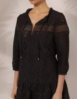 Heidi Klein Borneo Lace Insert Mini Tunic - Black Best