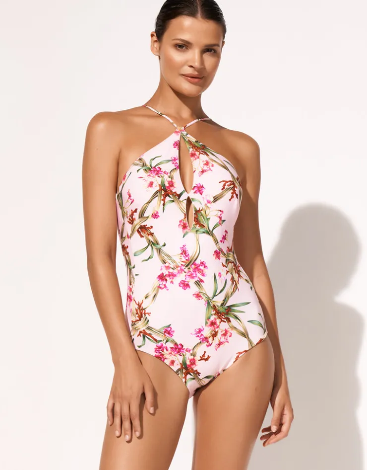 Maryan Mehlhorn Botanique Peep Hole Swimsuit - Tangy Pink Discount