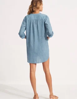 Seafolly Boyfriend Beach Shirt - Chambray Hot