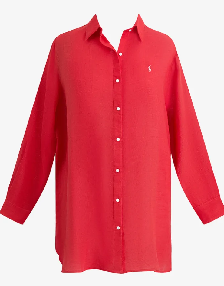 Polo Ralph Lauren Boyfriend Shirt - Coral Hot