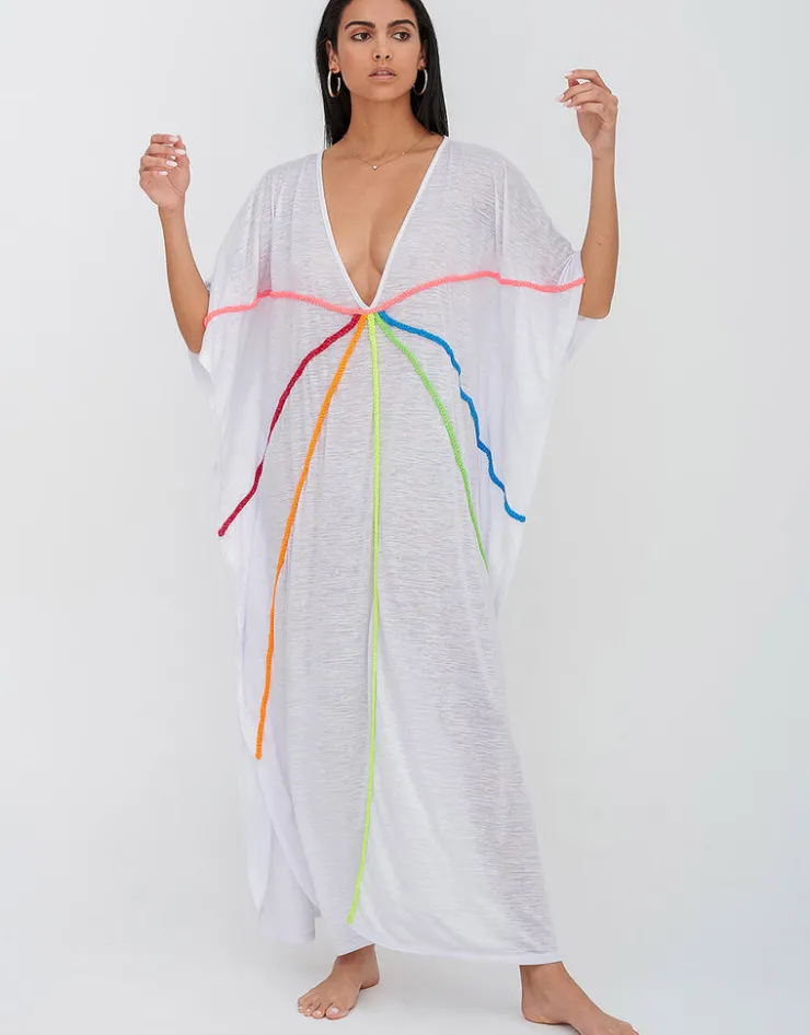 Pitusa Braided Front Kaftan - White Outlet