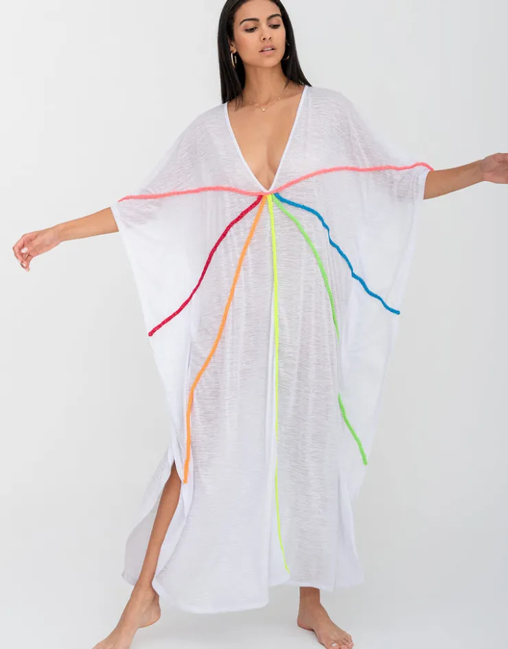 Pitusa Braided Front Kaftan - White Outlet