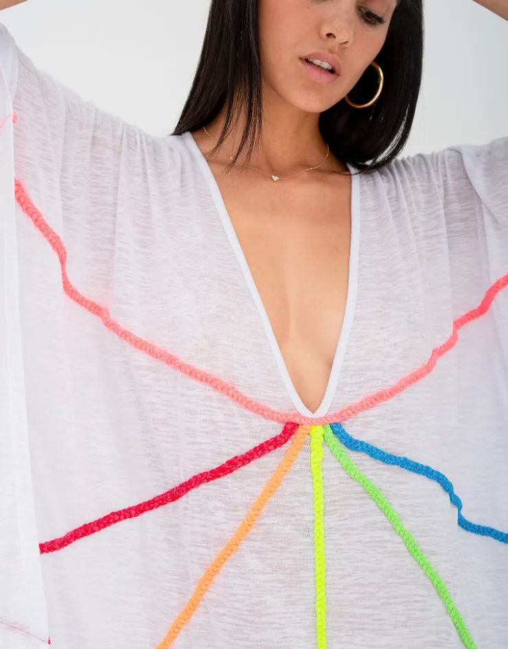 Pitusa Braided Front Kaftan - White Outlet