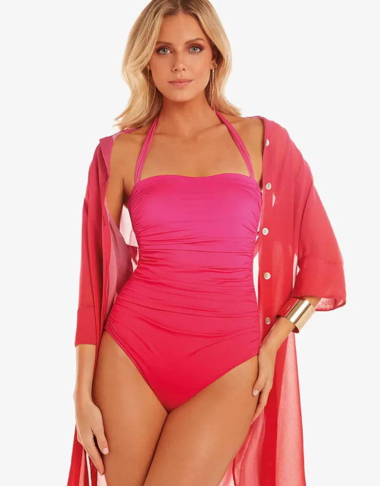Roidal Brasil Bandeau Swimsuit - Flower Pink Hot