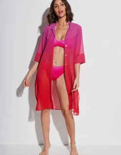 Roidal Brasil Midi Beach Shirt - Flower Pink Outlet