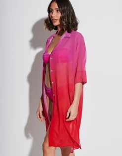 Roidal Brasil Midi Beach Shirt - Flower Pink Outlet