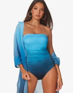 Roidal Brasil Ruched Bandeau Swimsuit - Blue Ombre Discount