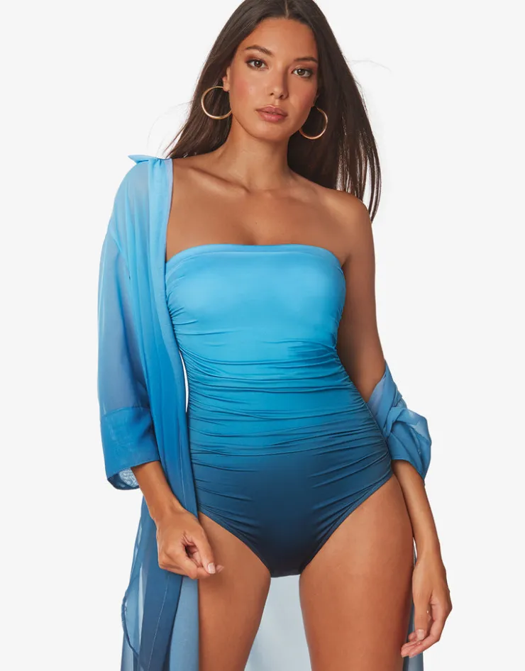 Roidal Brasil Ruched Bandeau Swimsuit - Blue Ombre Discount