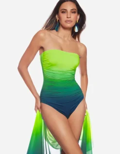 Roidal Brasil Ruched Bandeau Swimsuit - Lima Clearance