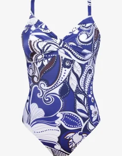 Roidal Cachemire Underwire Crossover Swimsuit - Blue and White Hot