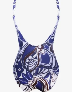 Roidal Cachemire Underwire Crossover Swimsuit - Blue and White Hot