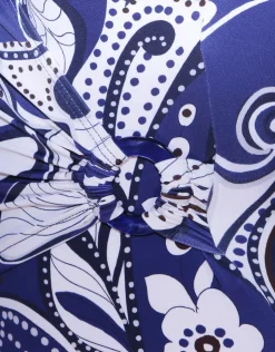 Roidal Cachemire Wrap Front Swimsuit - Blue and White New