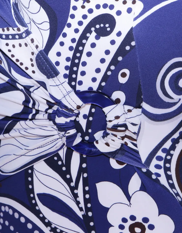 Roidal Cachemire Wrap Front Swimsuit - Blue and White New