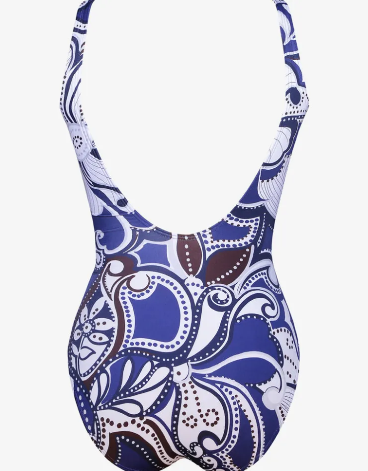 Roidal Cachemire Wrap Front Swimsuit - Blue and White New