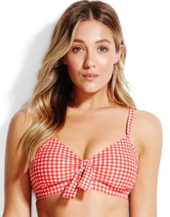 Seafolly Capri Check CD Bralette Bikini Top - Chilli Red Fashion