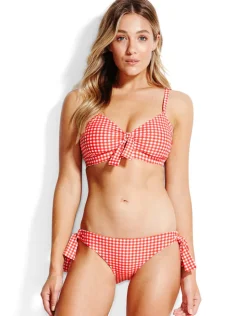 Seafolly Capri Check CD Bralette Bikini Top - Chilli Red Fashion