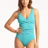 Sea Level Capri Cross Front Multi-Fit Swimsuit - Aqua Hot