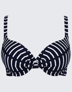 Nuria Ferrer Capri Plunge Bikini Top - Navy Stripe Sale