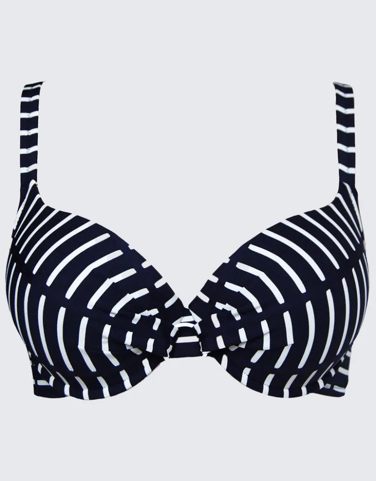 Nuria Ferrer Capri Plunge Bikini Top - Navy Stripe Sale
