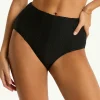 Sea Level Caracus Panelled High Waist Bikini Pant - Black New