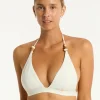 Sea Level Caracus Tri Halter Bikini Top - Coconut Hot