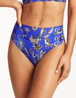Sea Level Carnivale High Waist Bikini Pant - Cobalt Clearance