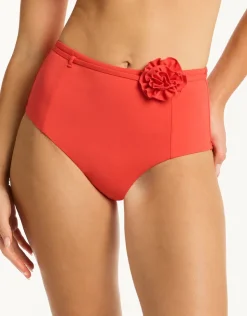 Sea Level Casa Del Mar Belted High Waist Bikini Pant - Flame Outlet
