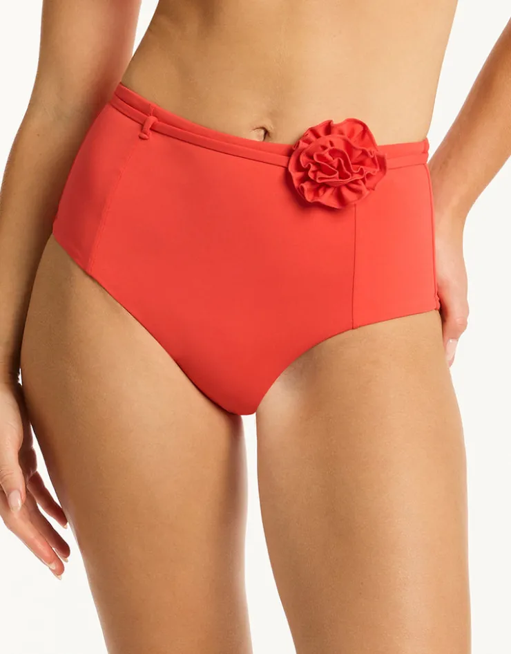 Sea Level Casa Del Mar Belted High Waist Bikini Pant - Flame Outlet