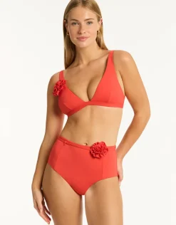 Sea Level Casa Del Mar Belted High Waist Bikini Pant - Flame Outlet