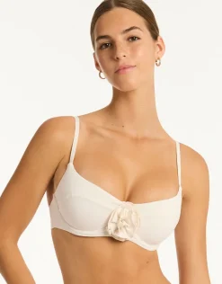 Sea Level Casa Del Mar Flower Balcony Bikini Top - Coconut New