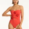 Sea Level Casa Del Mar Flower Bandeau Swimsuit - Flame Online