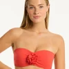 Sea Level Casa Del Mar Flower Bandeau Bikini Top - Flame Online
