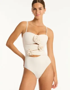Sea Level Casa Del Mar Flower Bandeau Swimsuit - Coconut Outlet