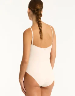 Sea Level Casa Del Mar Flower Bandeau Swimsuit - Coconut Outlet