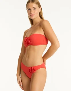 Sea Level Casa Del Mar Flower Bandeau Bikini Top - Flame Online