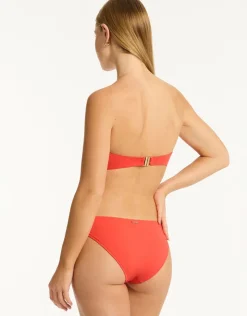 Sea Level Casa Del Mar Flower Bandeau Bikini Top - Flame Online