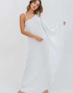 Pitusa Chain One Shoulder Maxi Dress - White Discount