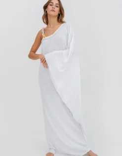 Pitusa Chain One Shoulder Maxi Dress - White Discount