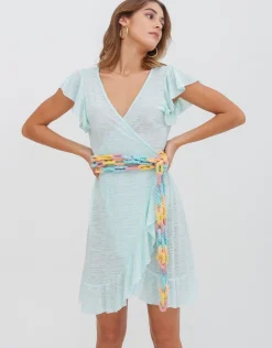 Pitusa Chain Wrap Dress - Aqua Fashion