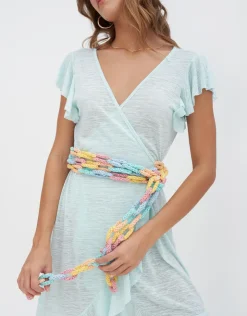 Pitusa Chain Wrap Dress - Aqua Fashion