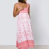 Juliet Dunn Cherry Blossom Tie Back Dress - Rose and Red Fashion
