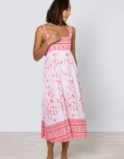 Juliet Dunn Cherry Blossom Tie Back Dress - Rose and Red Fashion