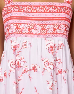 Juliet Dunn Cherry Blossom Tie Back Dress - Rose and Red Fashion