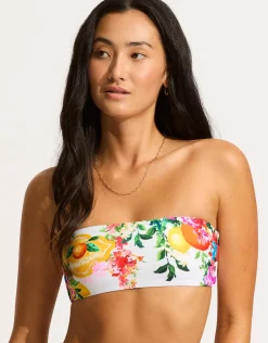 Seafolly Ciao Bella Bandeau Bikini Top - White Discount