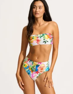 Seafolly Ciao Bella Bandeau Bikini Top - White Discount