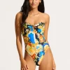 Seafolly Ciao Bella Bandeau Swimsuit - True Navy New