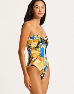 Seafolly Ciao Bella Bandeau Swimsuit - True Navy New