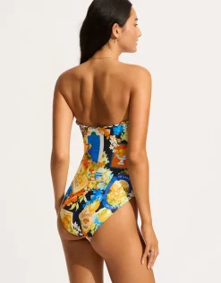 Seafolly Ciao Bella Bandeau Swimsuit - True Navy New