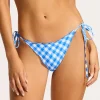 Seafolly Ciao Bella Check Brazilian Tie Side Bikini Pant - Azure New
