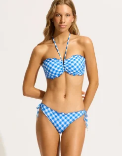 Seafolly Ciao Bella Check DD U Tube Bikini Top - Azure Discount